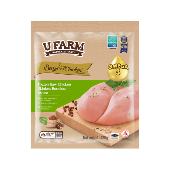 UFarm Benja Frozen Raw Chicken Skinless Boneless Breast 520G